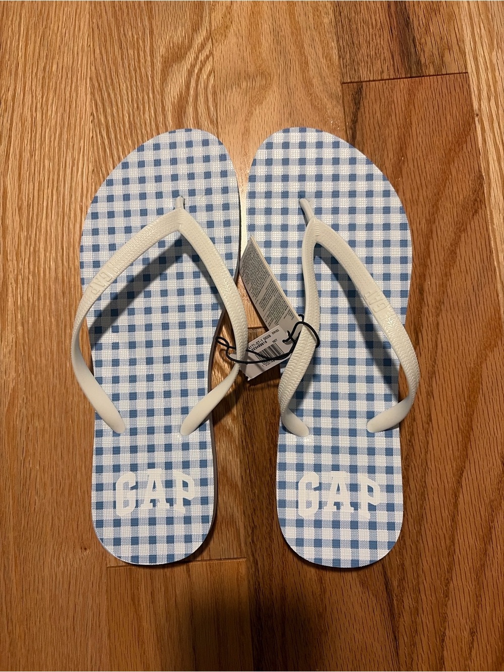 GAP Blue Gingham Flip Flops